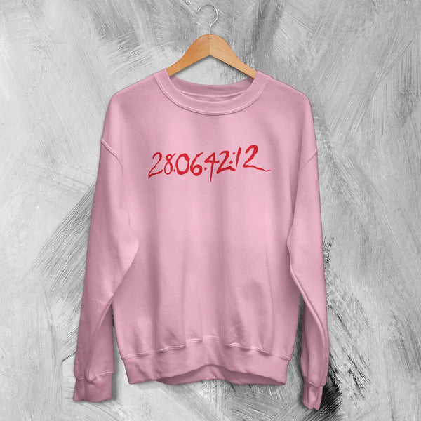 Donnie Darko Sweatshirt Countdown Time Shirt 28:06:42:12 Donnie Movie Tee - Light Pink - WorldWideShirt