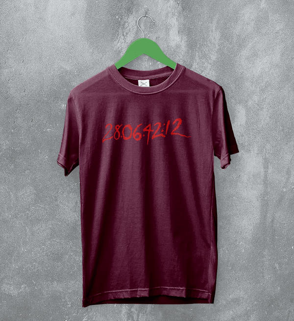 Donnie Darko T-Shirt Countdown Time Shirt 28:06:42:12 Donnie Movie Tee - Red Maroon - WorldWideShirt
