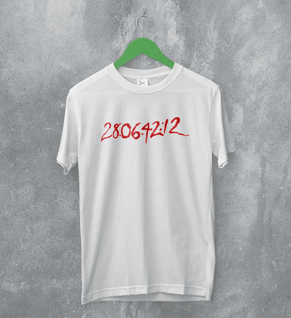 Donnie Darko T-Shirt Countdown Time Shirt 28:06:42:12 Donnie Movie Tee - White - WorldWideShirt