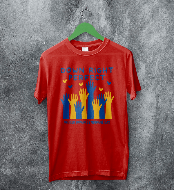 Down Right Perfect T-shirt World Down Syndrome Day Shirt Down Syndrome Tee - Red - WorldWideShirt