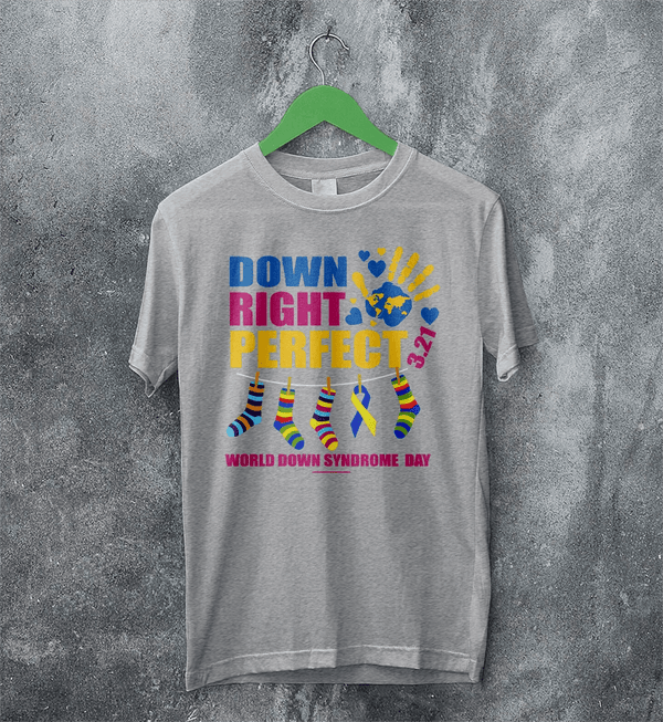 Down Right T-shirt World Down Syndrome Day Shirt Down Syndrome Tee - Sport Grey - WorldWideShirt
