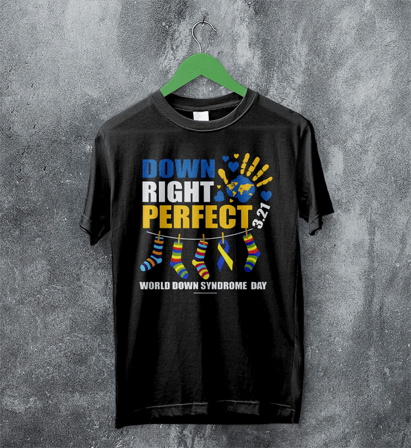 Down Right T-shirt World Down Syndrome Day Shirt Down Syndrome Tee - Black - WorldWideShirt
