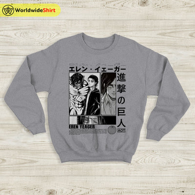 Eren Yeager AOT Sweatshirt Attack On Titan Shirt Shingeki no Kyojin Shirt - WorldWideShirt