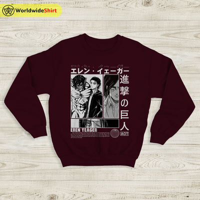 Eren Yeager AOT Sweatshirt Attack On Titan Shirt Shingeki no Kyojin Shirt - WorldWideShirt