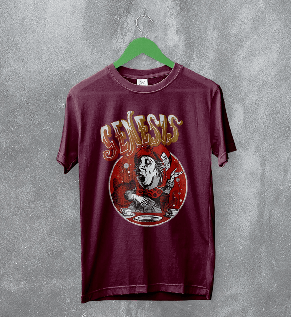 Genesis Band T-Shirt Tour Concert Genesis Shirt Scremo Dinner Tee - Red Maroon - WorldWideShirt