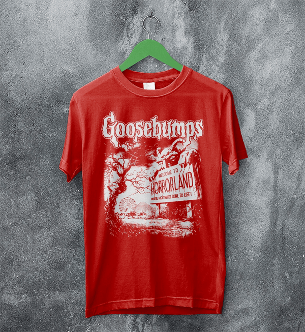Goosebumps Land T-Shirt HorrorLand Goosebumps Shirt Horror Movie Tee - Red - WorldWideShirt