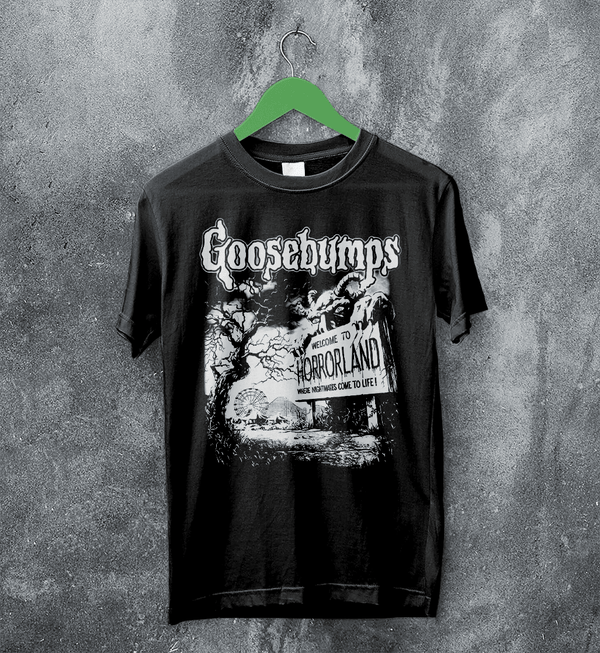 Goosebumps Land T-Shirt HorrorLand Goosebumps Shirt Horror Movie Tee - Black - WorldWideShirt