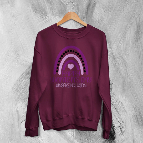 Happy Women's Day Sweatshirt Inspireinclusion Women Shirt Womens Day Crewneck - Red Maroon - WorldWideShirt