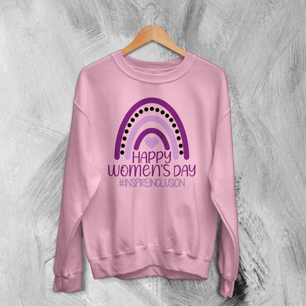 Happy Women's Day Sweatshirt Inspireinclusion Women Shirt Womens Day Crewneck - Light Pink - WorldWideShirt