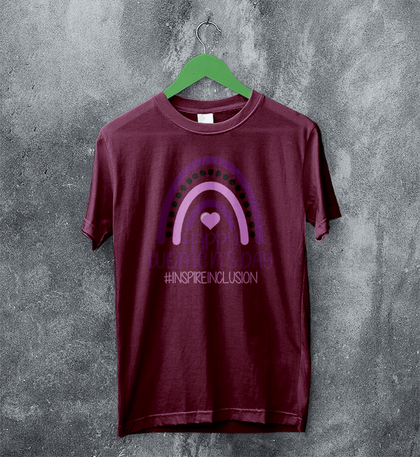 Happy Women's Day T-Shirt Inspireinclusion Women Shirt Womens Day Tee - Red Maroon - WorldWideShirt
