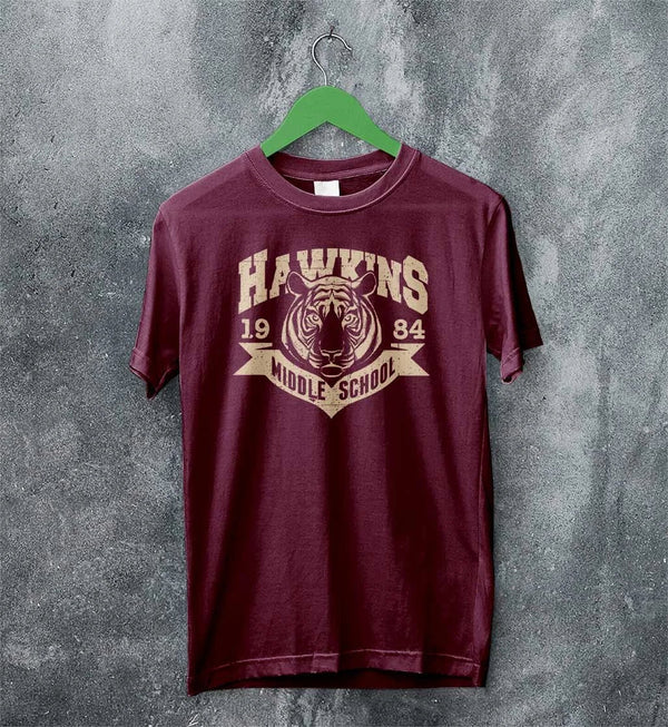 Hawkins University Middle School T-shirt Hawkins University Shirt - Red Maroon - WorldWideShirt