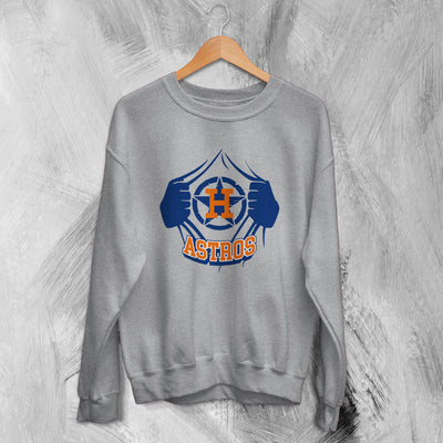 Houston Astros Baseball Sweatshirt Old School Houston Astros Sweater Astros Fanatics - WorldWideShirt