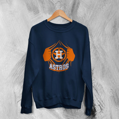 Houston Astros Baseball Sweatshirt Old School Houston Astros Sweater Astros Fanatics - WorldWideShirt