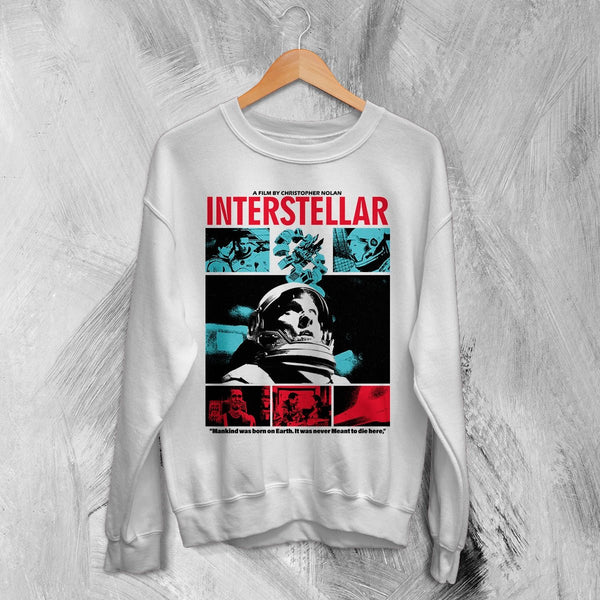 Interstellar Astronaut Sweatshirt Christopher Nolan Interstellar Shirt Space Movie Crewneck - White - WorldWideShirt
