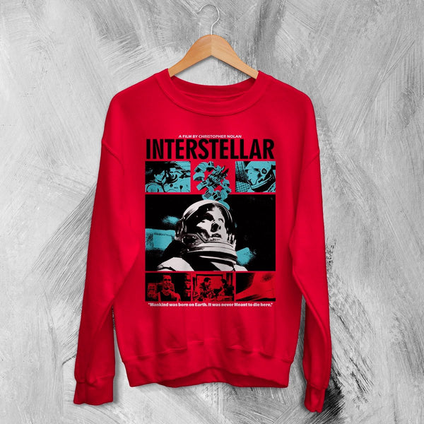 Interstellar Astronaut Sweatshirt Christopher Nolan Interstellar Shirt Space Movie Crewneck - Red - WorldWideShirt
