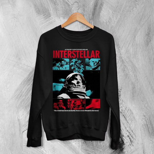 Interstellar Astronaut Sweatshirt Christopher Nolan Interstellar Shirt Space Movie Crewneck - Black - WorldWideShirt