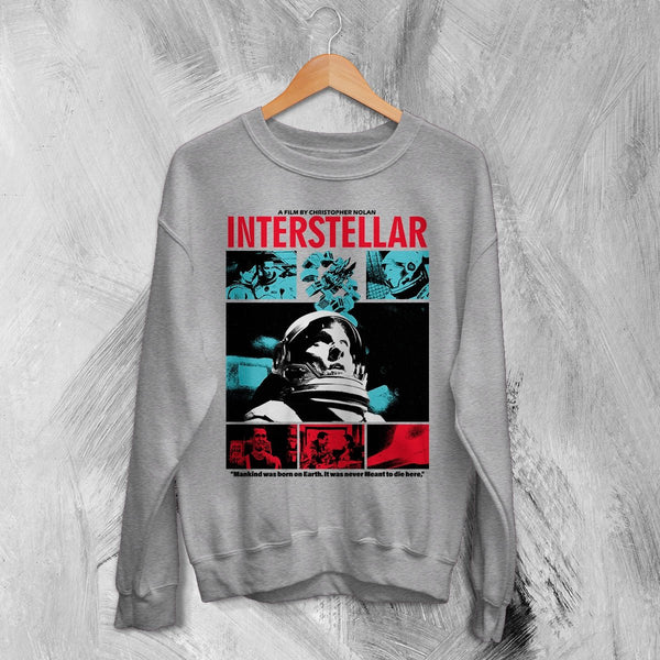 Interstellar Astronaut Sweatshirt Christopher Nolan Interstellar Shirt Space Movie Crewneck - Sport Grey - WorldWideShirt