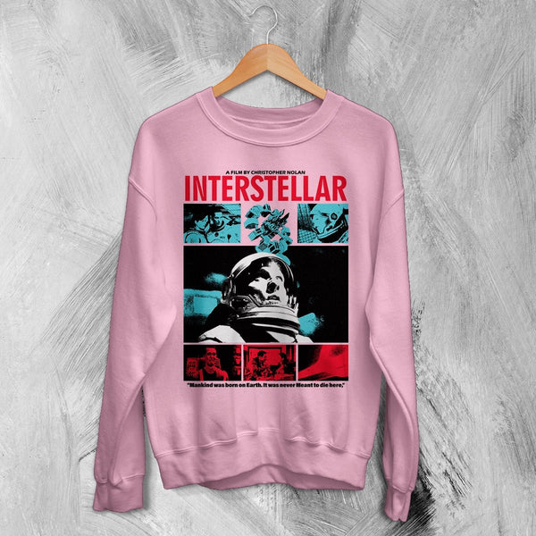 Interstellar Astronaut Sweatshirt Christopher Nolan Interstellar Shirt Space Movie Crewneck - Light Pink - WorldWideShirt