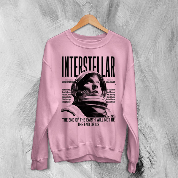 Interstellar Astronaut Sweatshirt Directed By Christopher Nolan Shirt Interstellar Movie Crewneck - Light Pink - WorldWideShirt
