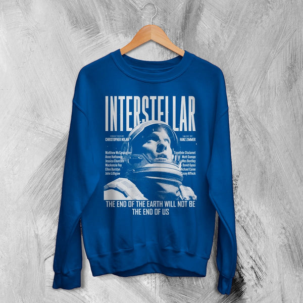 Interstellar Astronaut Sweatshirt Directed By Christopher Nolan Shirt Interstellar Movie Crewneck - Royal Blue - WorldWideShirt