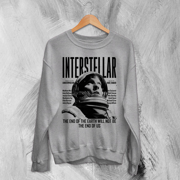 Interstellar Astronaut Sweatshirt Directed By Christopher Nolan Shirt Interstellar Movie Crewneck - Sport Grey - WorldWideShirt