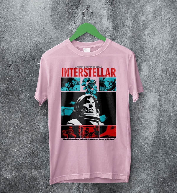 Interstellar Astronaut T-Shirt Christopher Nolan Interstellar Shirt Space Movie Tee - Light Pink - WorldWideShirt