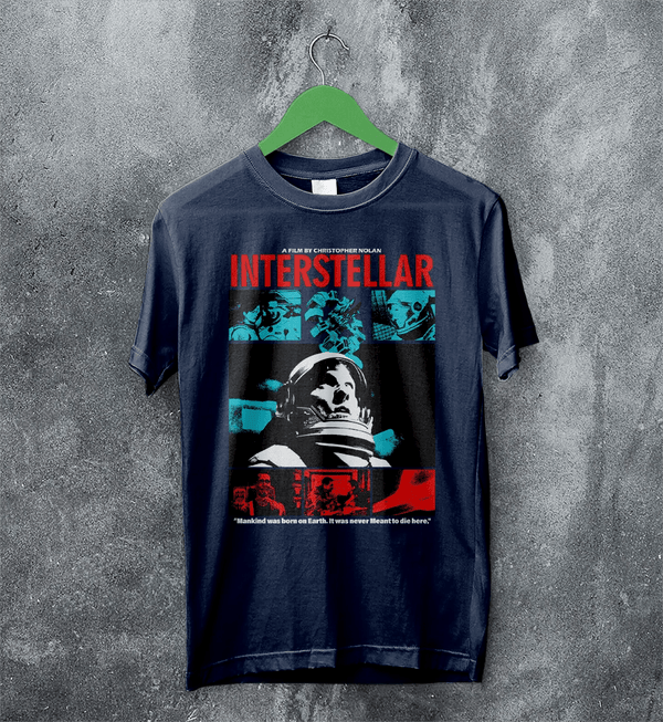 Interstellar Astronaut T-Shirt Christopher Nolan Interstellar Shirt Space Movie Tee - Navy Blue - WorldWideShirt