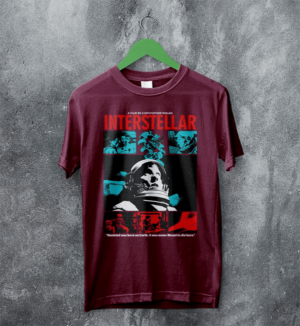 Interstellar Astronaut T-Shirt Christopher Nolan Interstellar Shirt Space Movie Tee - Red Maroon - WorldWideShirt