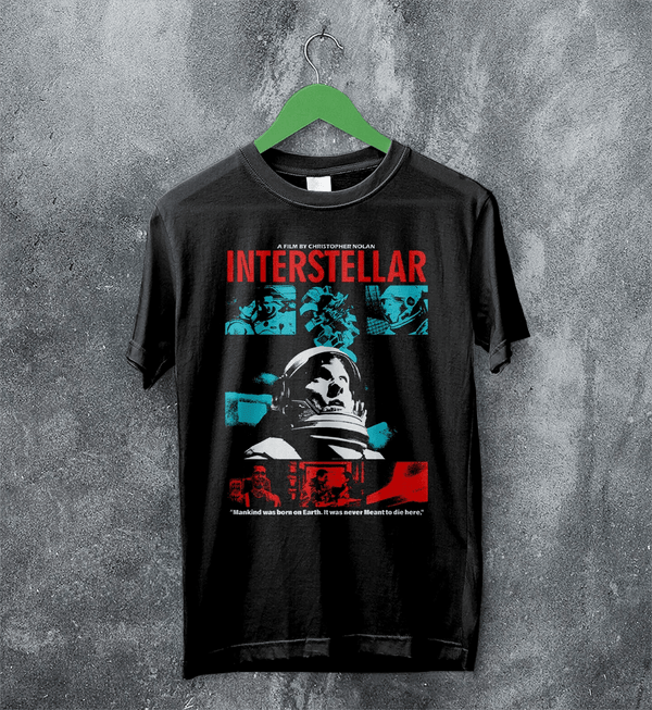 Interstellar Astronaut T-Shirt Christopher Nolan Interstellar Shirt Space Movie Tee - Black - WorldWideShirt