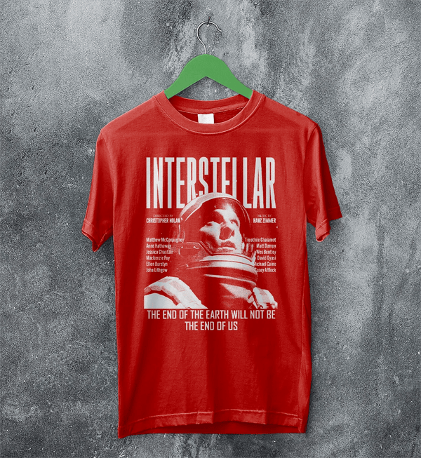 Interstellar Astronaut T-Shirt Directed By Christopher Nolan Shirt Interstellar Movie Tee - Red - WorldWideShirt