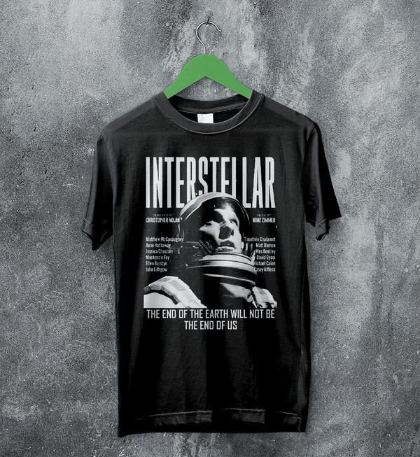 Interstellar Astronaut T-Shirt Directed By Christopher Nolan Shirt Interstellar Movie Tee - Black - WorldWideShirt