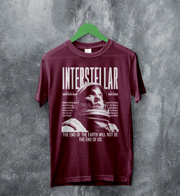Interstellar Astronaut T-Shirt Directed By Christopher Nolan Shirt Interstellar Movie Tee - Red Maroon - WorldWideShirt