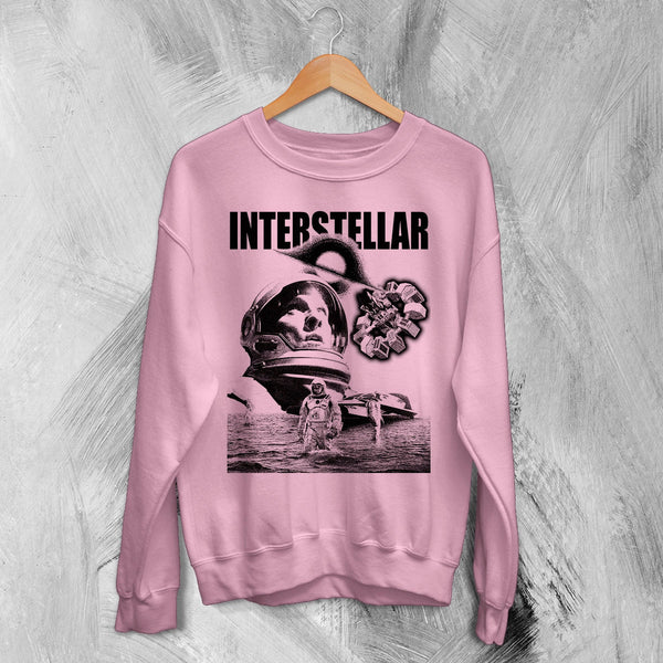 Interstellar Black Hole Sweatshirt Christopher Nolan Astronaut Shirt Space Interstellar Crewneck - Light Pink - WorldWideShirt