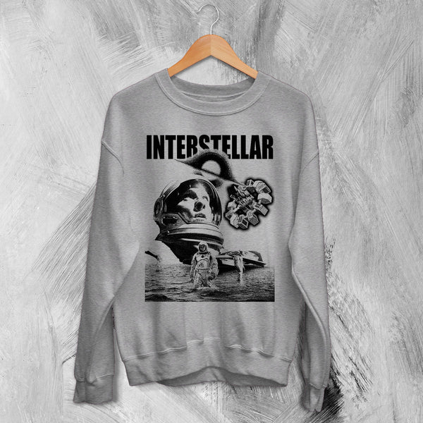 Interstellar Black Hole Sweatshirt Christopher Nolan Astronaut Shirt Space Interstellar Crewneck - Sport Grey - WorldWideShirt
