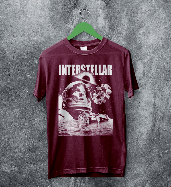 Interstellar Black Hole T-Shirt Christopher Nolan Astronaut Shirt Space Interstellar Tee - Red Maroon - WorldWideShirt