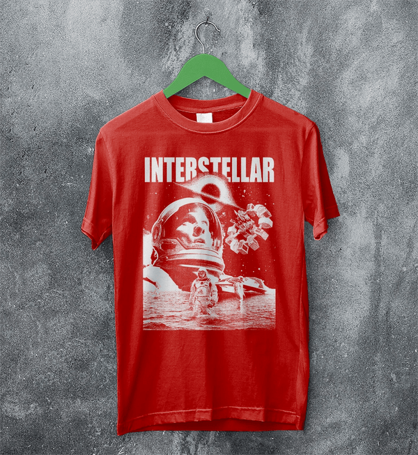 Interstellar Black Hole T-Shirt Christopher Nolan Astronaut Shirt Space Interstellar Tee - Red - WorldWideShirt