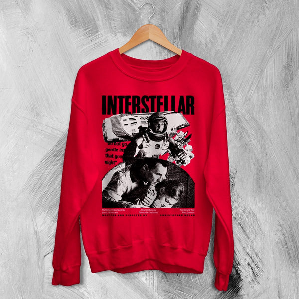 Interstellar Space Sweatshirt Christopher Nolan Interstellar Shirt Sci-fi Movie Crewneck - Red - WorldWideShirt