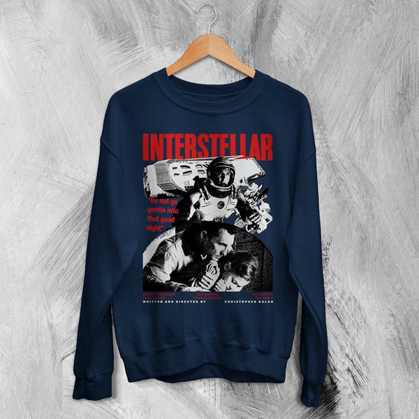 Interstellar Space Sweatshirt Christopher Nolan Interstellar Shirt Sci-fi Movie Crewneck - Navy Blue - WorldWideShirt
