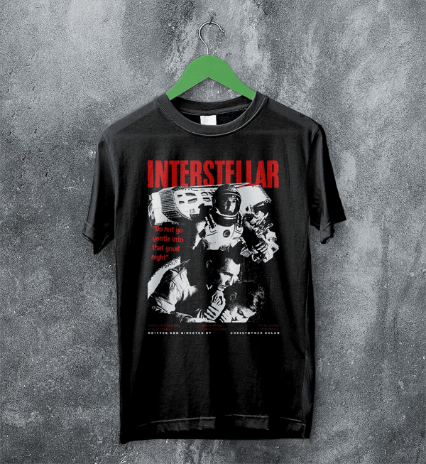 Interstellar Space T-Shirt Christopher Nolan Interstellar Shirt Sci-fi Movie Tee - Black - WorldWideShirt