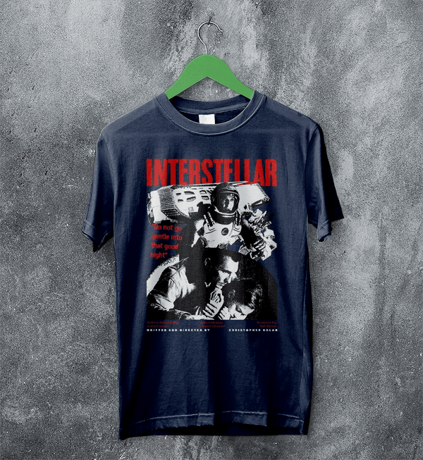 Interstellar Space T-Shirt Christopher Nolan Interstellar Shirt Sci-fi Movie Tee - Navy Blue - WorldWideShirt
