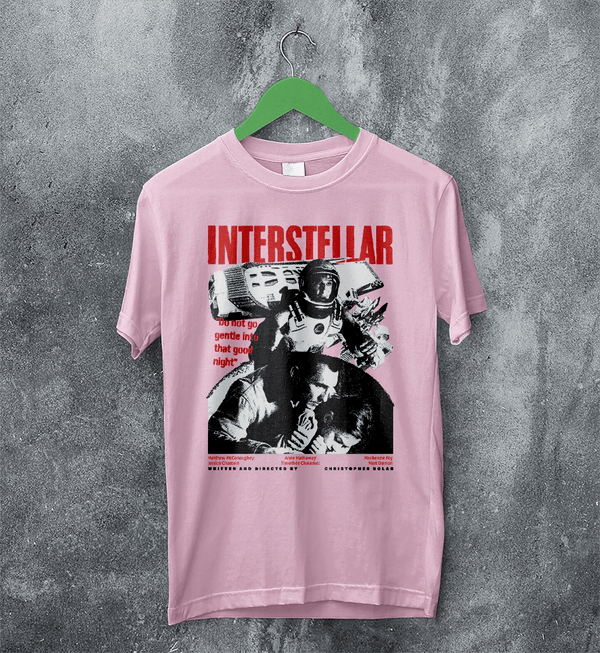 Interstellar Space T-Shirt Christopher Nolan Interstellar Shirt Sci-fi Movie Tee - Light Pink - WorldWideShirt