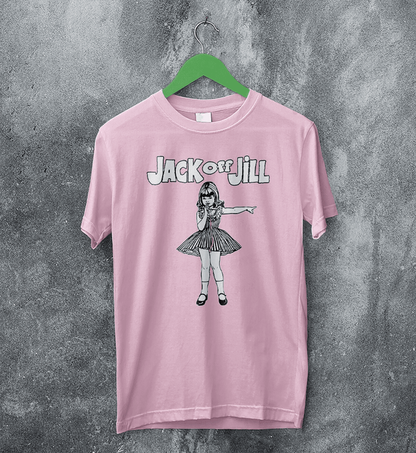 Jack Off Jill Goth Lolita T-Shirt Gothic Bad Girl Jack Off Jill Shirt Babe Artsy Tee - Light Pink - WorldWideShirt