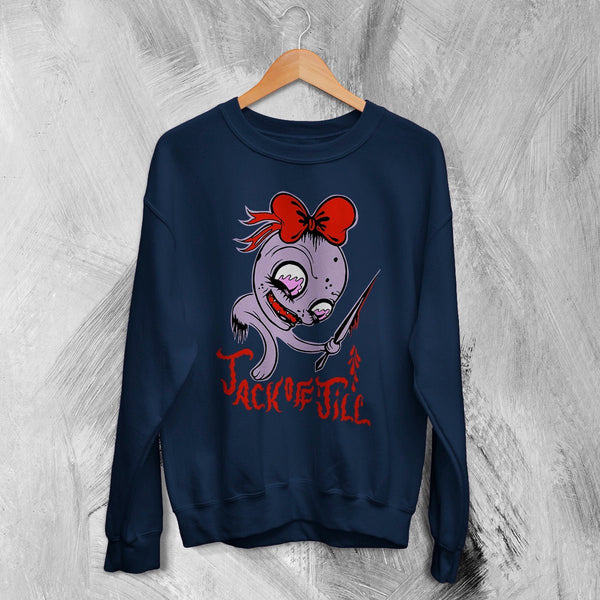 Jack Off Jill Sweatshirt Goth Pink Grrrl Jack Off Jill Shirt Artsy Rock Crewneck - Navy Blue - WorldWideShirt