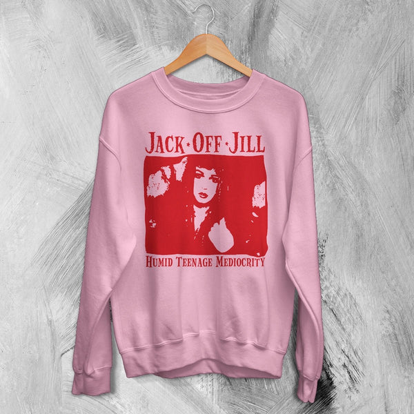 Jack Off Jill Sweatshirt Humid Teenage Mediocrity Jack Off Jill Shirt Album Artsy Crewneck - Light Pink - WorldWideShirt