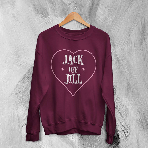 Jack Off Jill Sweatshirt Love Goth Jack Off Jill Shirt Gothic Simple Artsy Crewneck - Red Maroon - WorldWideShirt
