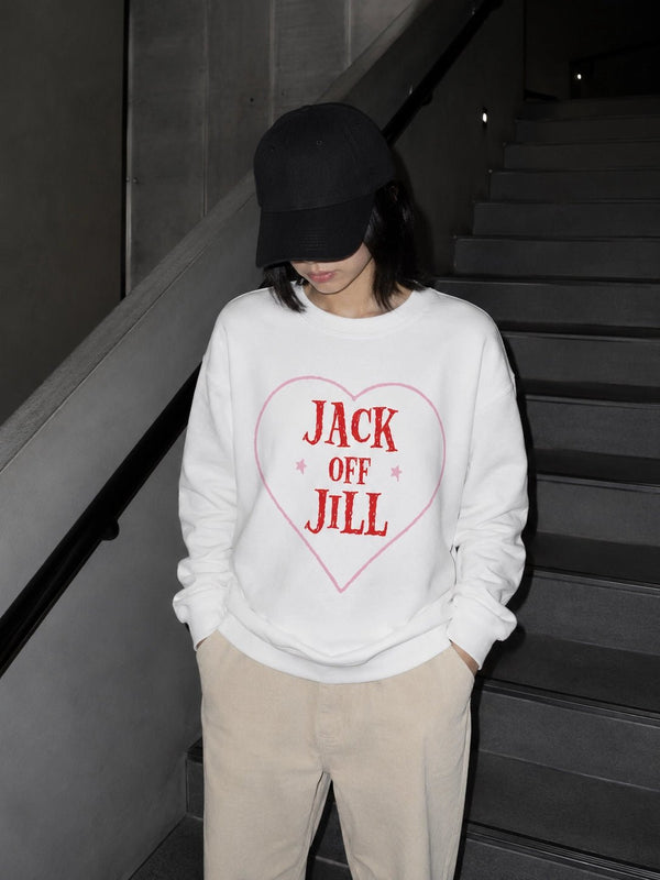 Jack Off Jill Sweatshirt Love Goth Jack Off Jill Shirt Gothic Simple Artsy Crewneck - White - WorldWideShirt