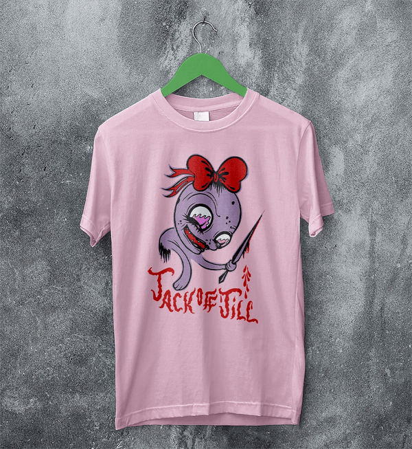 Jack Off Jill T-Shirt Goth Pink Grrrl Jack Off Jill Shirt Artsy Rock Tee - Light Pink - WorldWideShirt