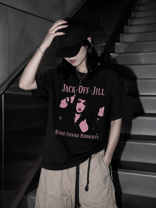 Jack Off Jill T-Shirt Humid Teenage Mediocrity Jack Off Jill Shirt Album Artsy Tee - Black - WorldWideShirt