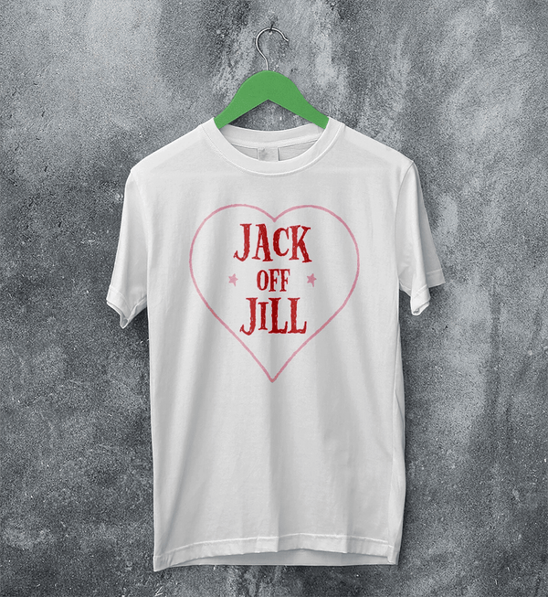 Jack Off Jill T-Shirt Love Goth Jack Off Jill Shirt Gothic Simple Artsy Tee - White - WorldWideShirt