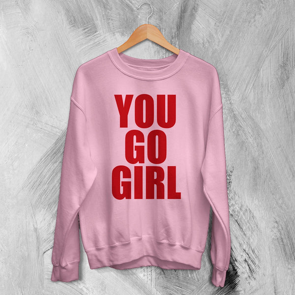 Jax Iconic Sweatshirt Quote Women's Day Shirt You Go Girl Happy Bunny Crewneck - Light Pink - WorldWideShirt